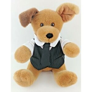 Build A Bear Workshop 12" Brown Puppy Retired With Dress Shirt Tie Vest